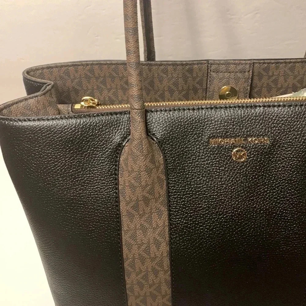 Michael Kors Tote Black AUSTIN Large Leather Bag NWT - Picture 3 of 11